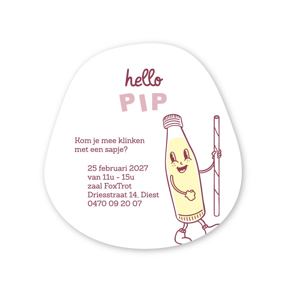 Babyborrelkaartje ORGANISCHE VORM • PIP • 85x85mm